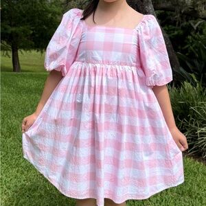 Janie and Jack Pink and White Gingham Dress
